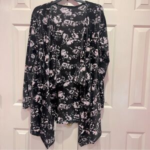 Cuddl Duds Double Plush Velour Floral Cardigan Robe Pockets Size XL